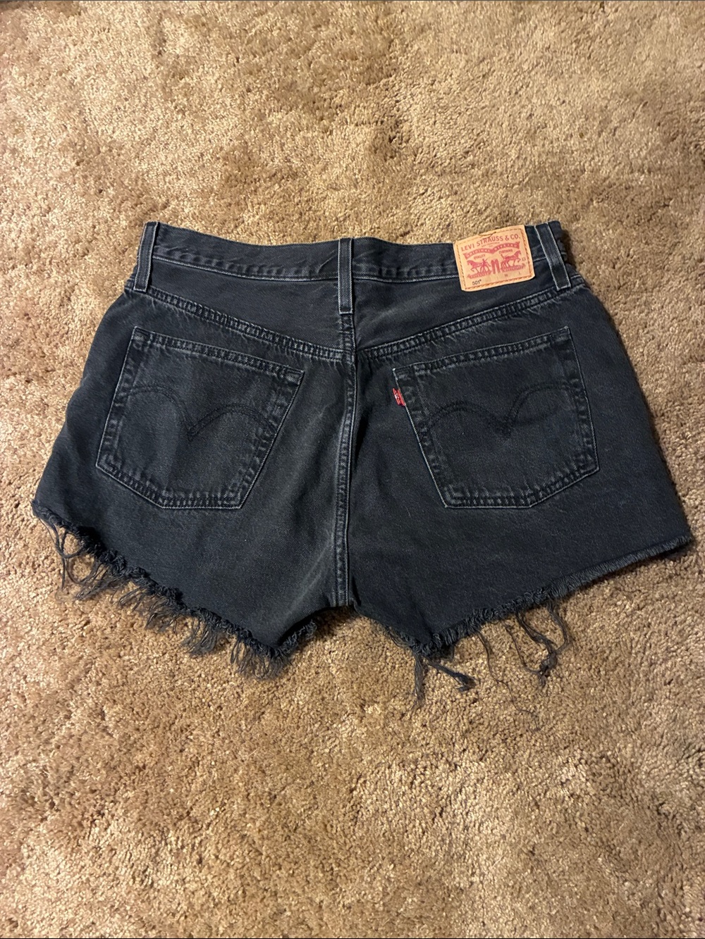 Levi's Black Distressed Denim Cutoff Shorts